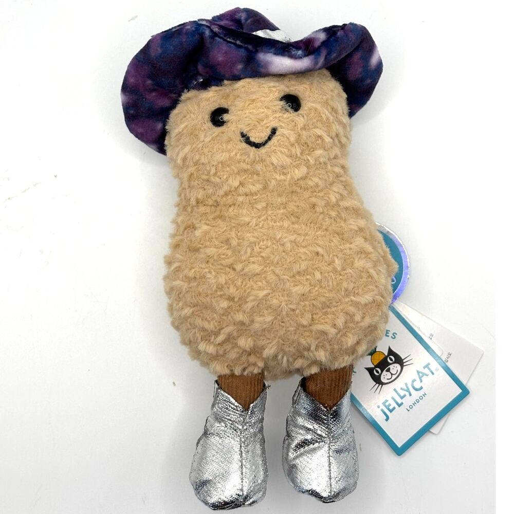 Cute Space Rodeo Peanut Inspired Plush Peanut with Hat and Silver Boots, New